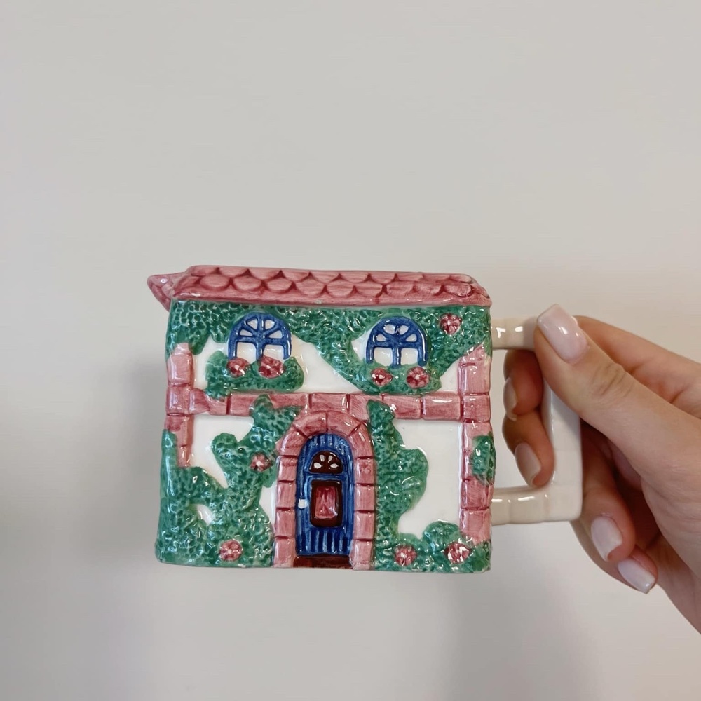 Vintage Avon Pink Ceramic Cottage Creamer Pitcher